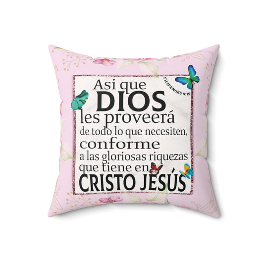 Almohada Cristiana Flores Rosada