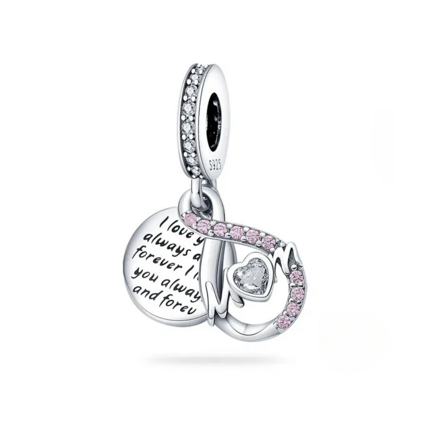 Bracelet, Charm and Safety Chain / I love you Always and Forever MOM Piedras de Colores